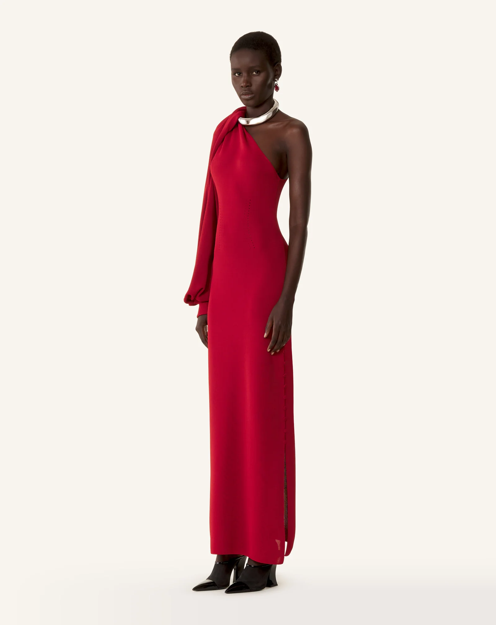 ASYMMETRICAL CHOKER DRESS IN VISCOSE - Image 3