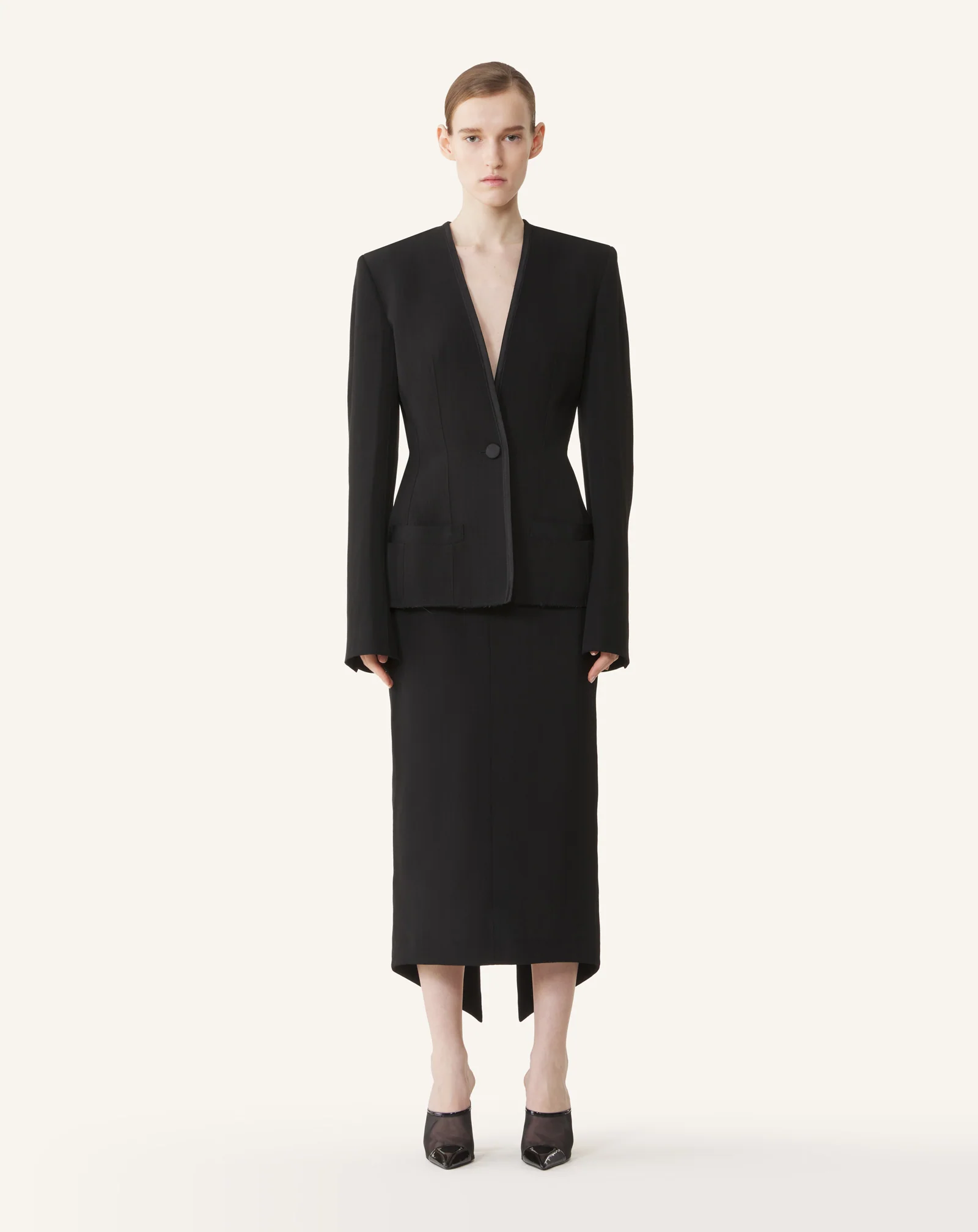 ASYMMETRICAL MIDI SKIRT IN SILK AND VISCOSE - Image 2