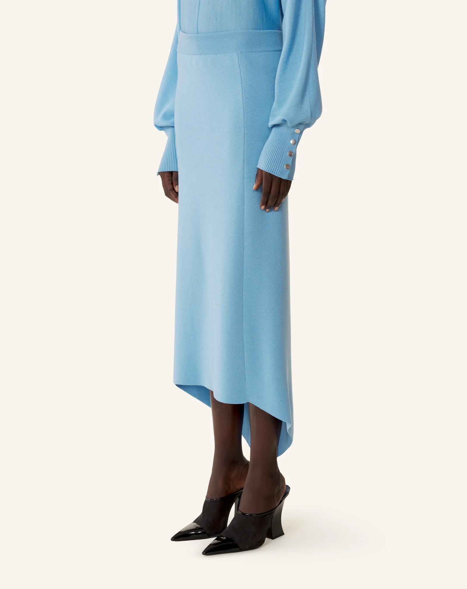 BUTTONED LONG SKIRT IN MERINO WOOL - Image 3