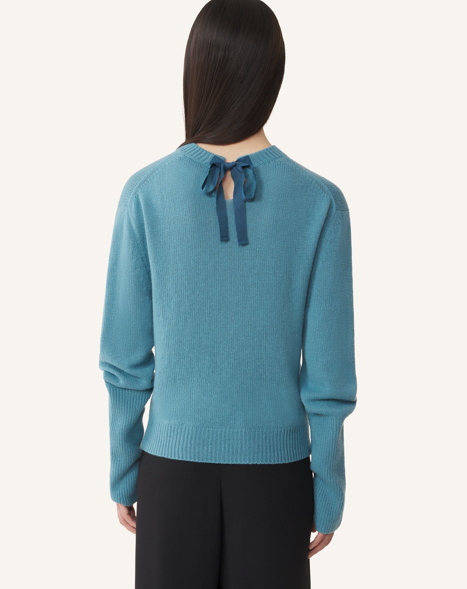 CASHMERE SWEATER WITH GROSGRAIN DETAIL - Image 4