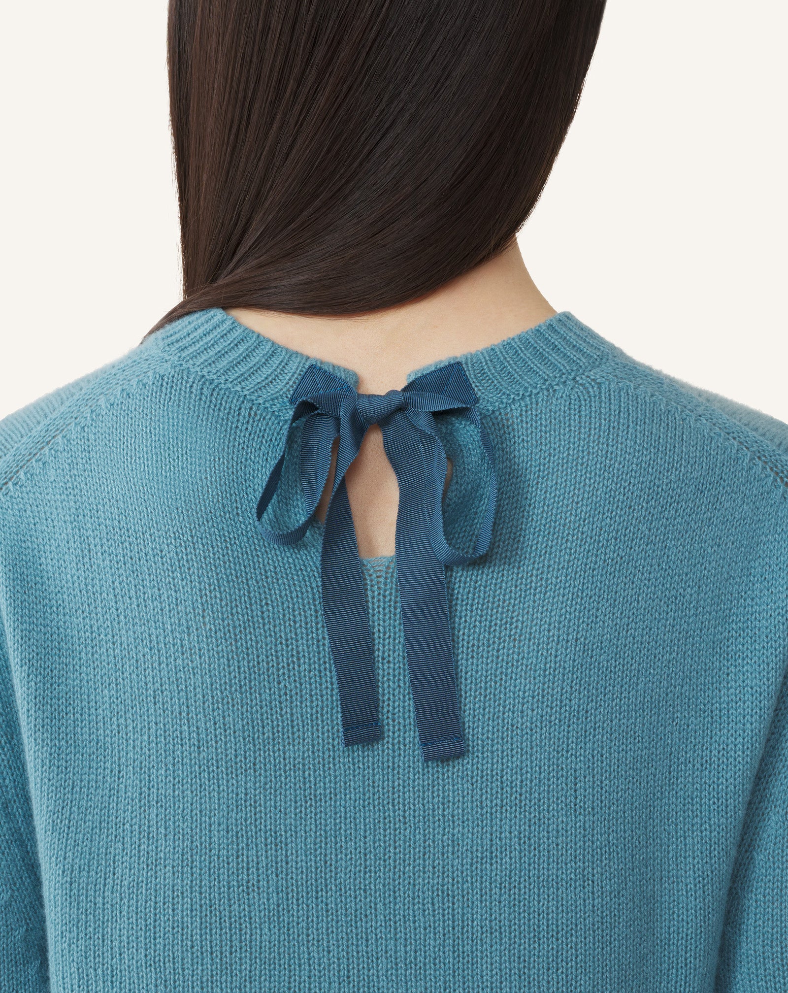 CASHMERE SWEATER WITH GROSGRAIN DETAIL - Image 5
