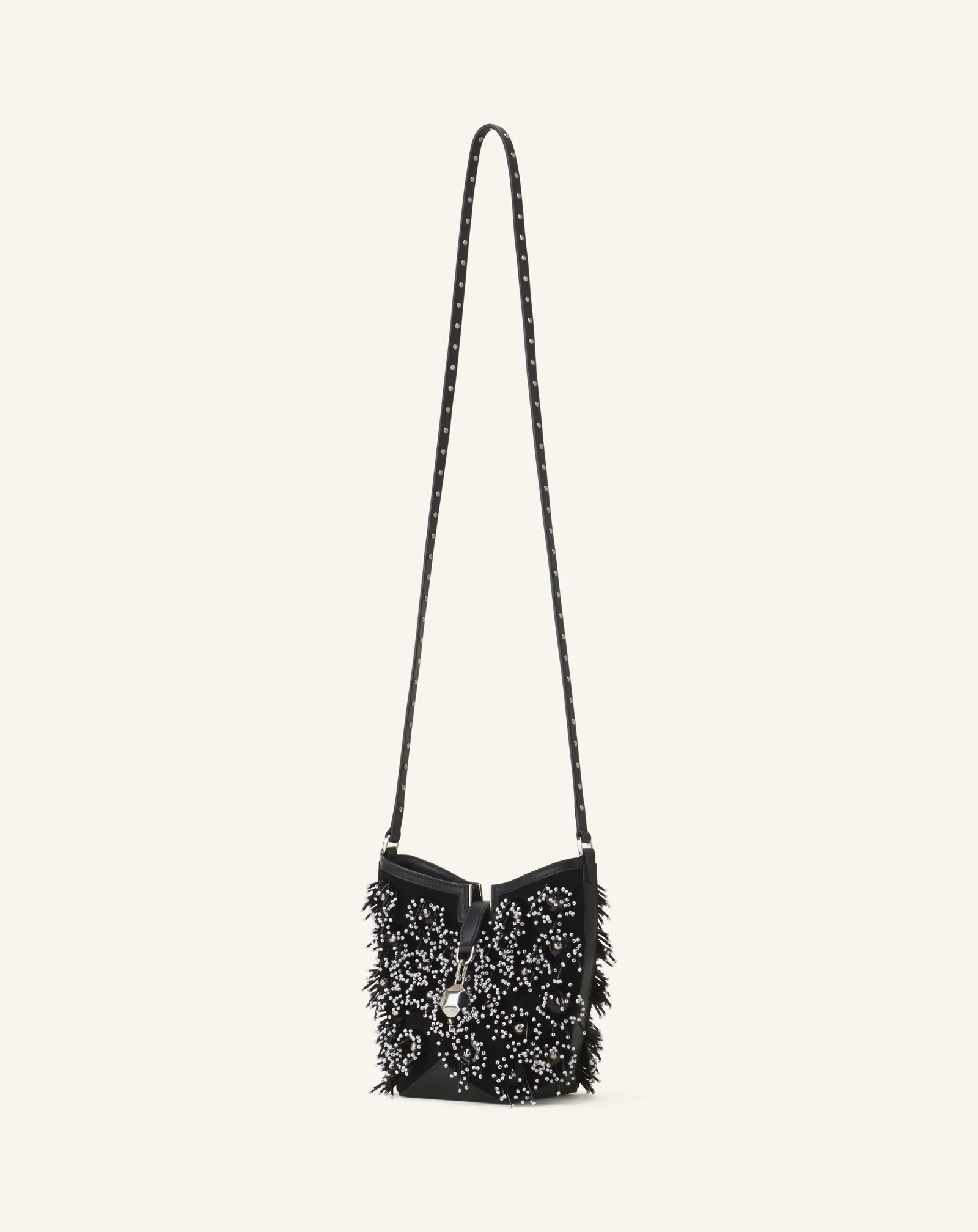 CATCH BY LANVIN EMBROIDERED LEATHER BUCKET BAG - Image 3