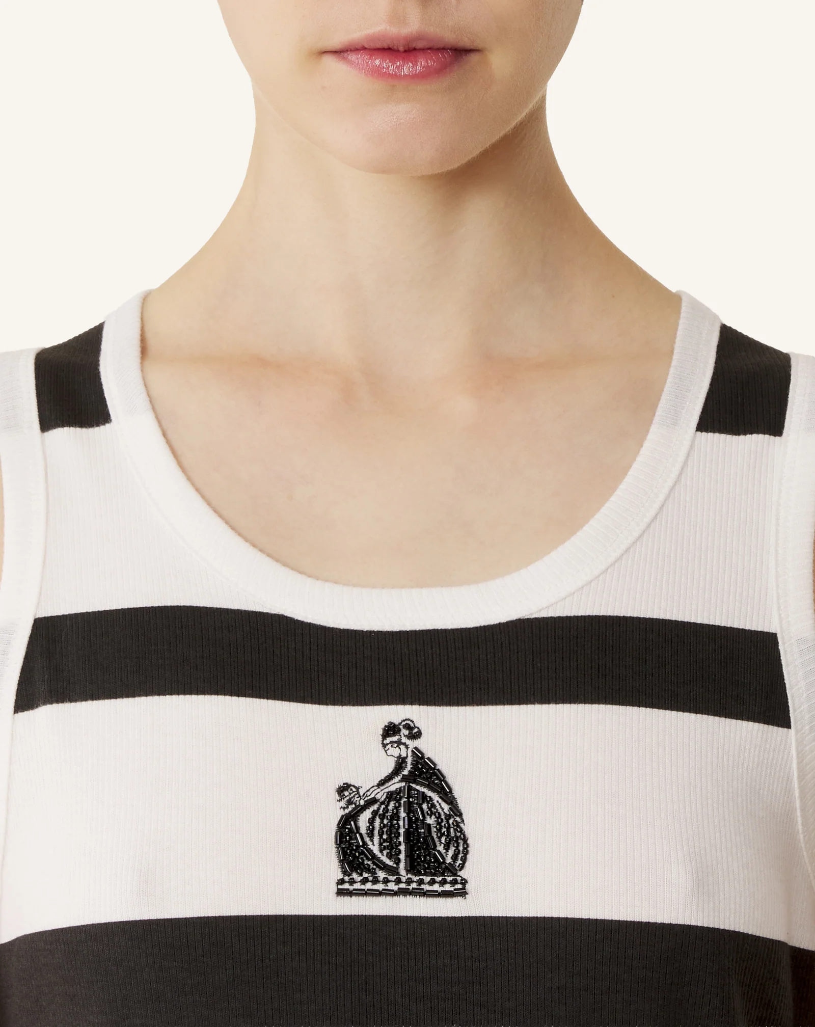 COTTON JERSEY MOTHER AND CHILD EMBROIDERED RIBBED TANK TOP - Image 5