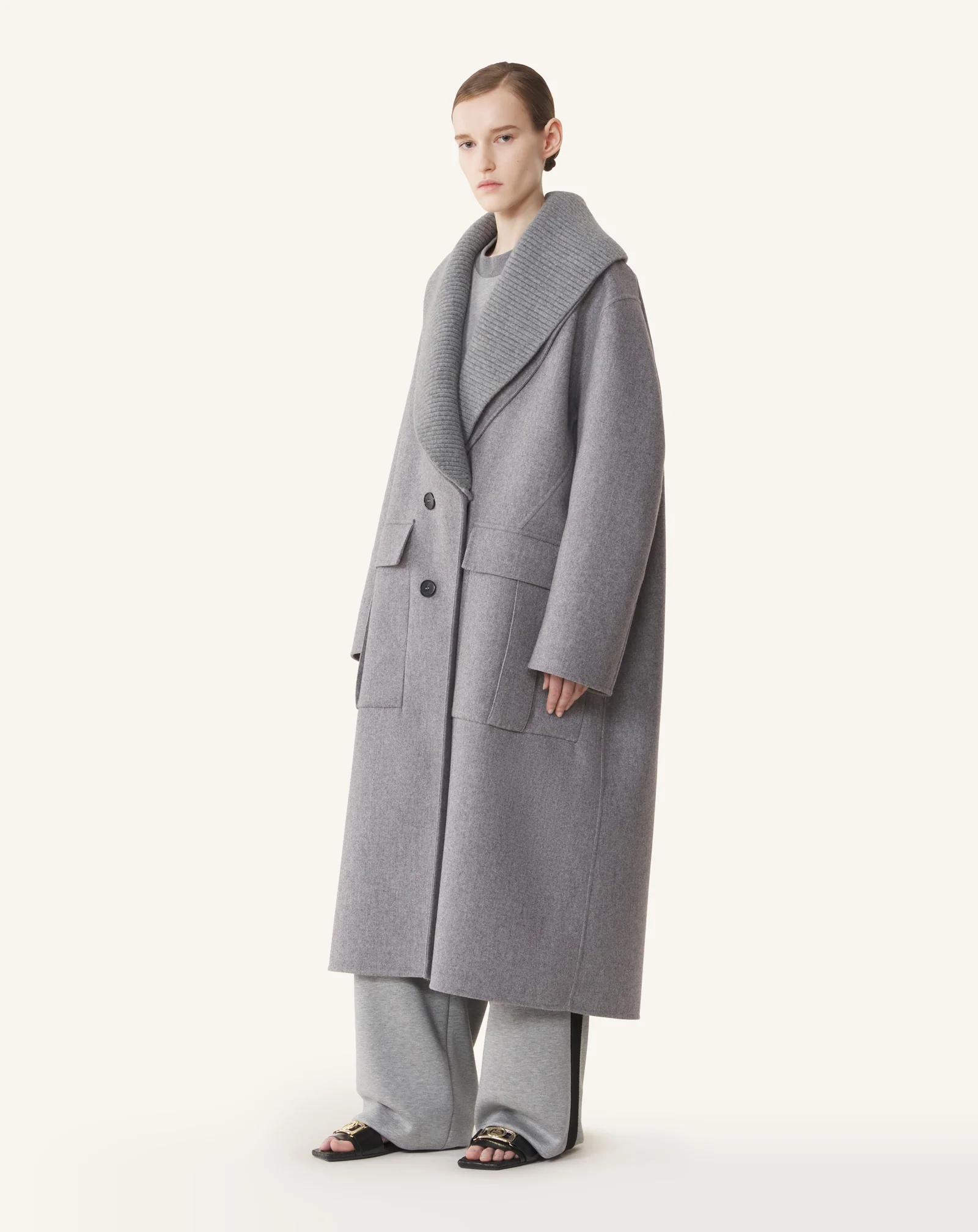 DOUBLE-FACED COAT IN WOOL AND CASHMERE - Image 3