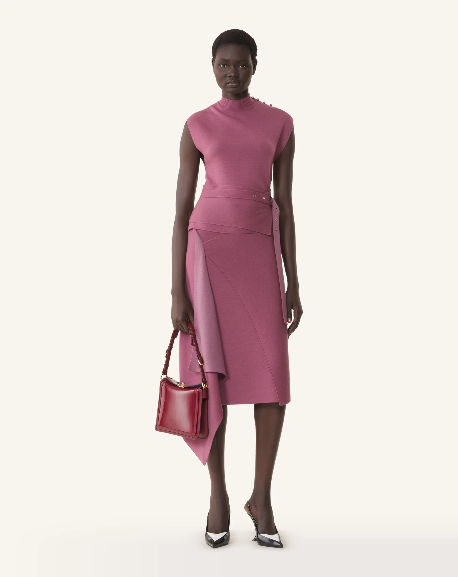 DRAPED HIGH COLLAR DRESS IN WOOL - Image 2