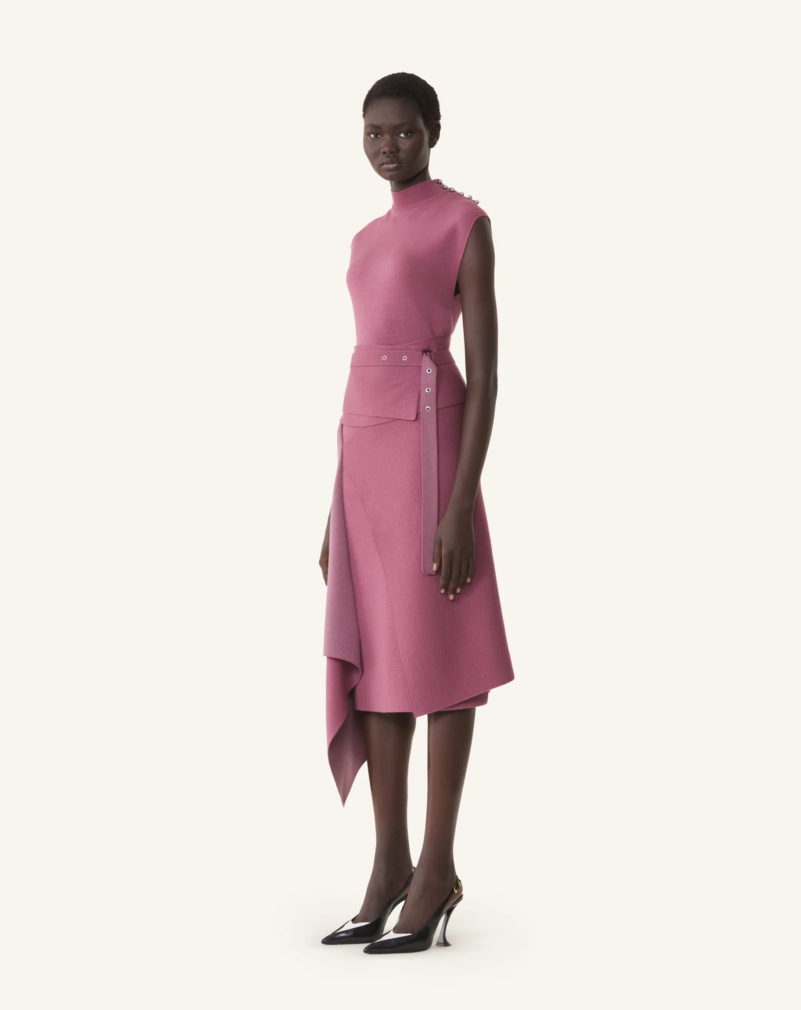 DRAPED HIGH COLLAR DRESS IN WOOL - Image 3
