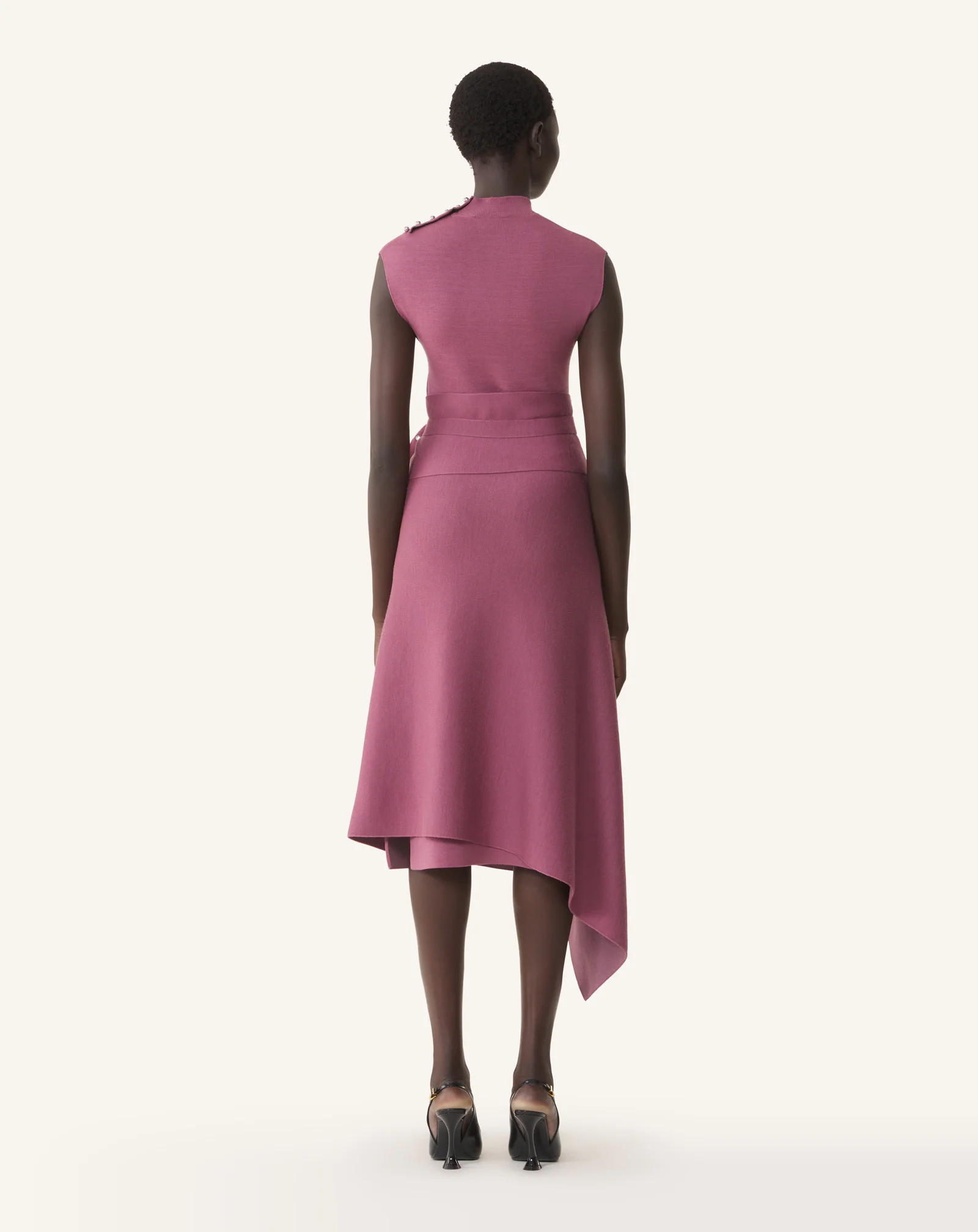 DRAPED HIGH COLLAR DRESS IN WOOL - Image 4