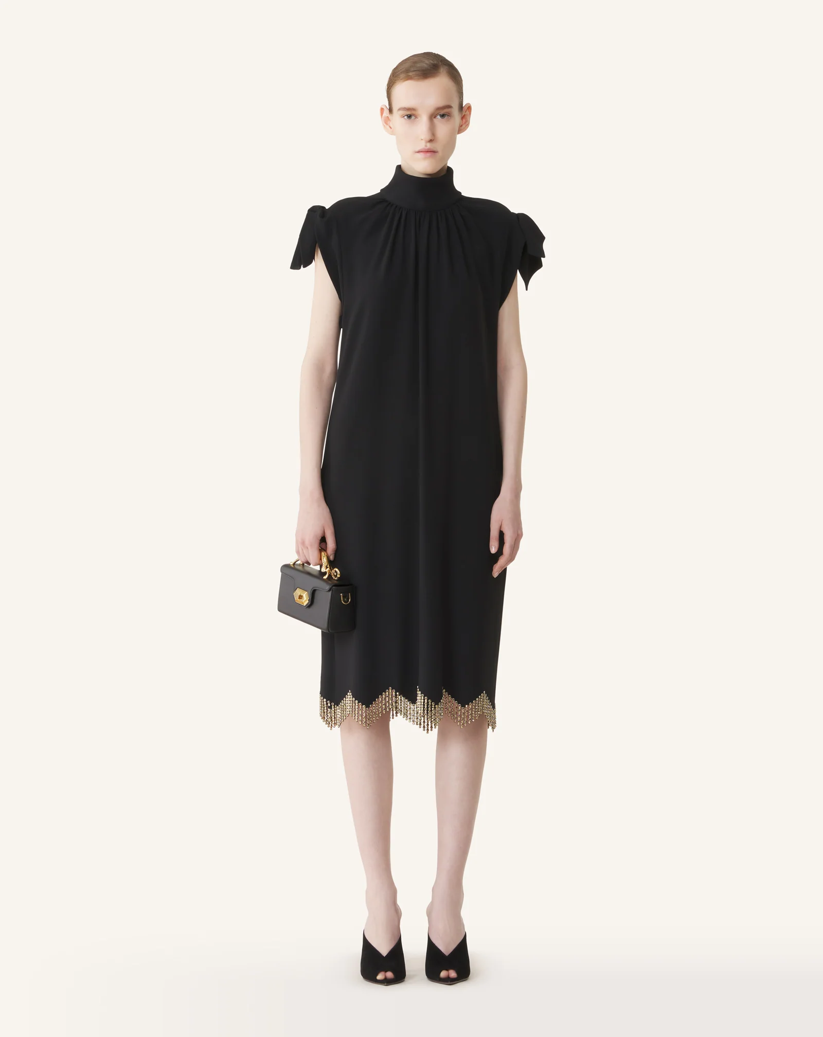 EMBROIDERED BOW DRESS IN SABLÉ - Image 2