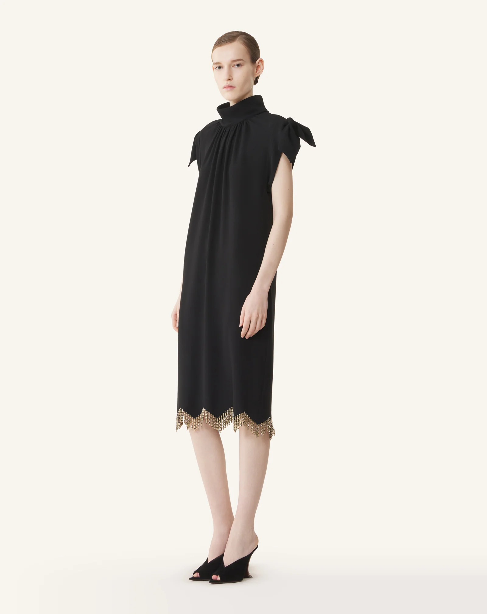 EMBROIDERED BOW DRESS IN SABLÉ - Image 3