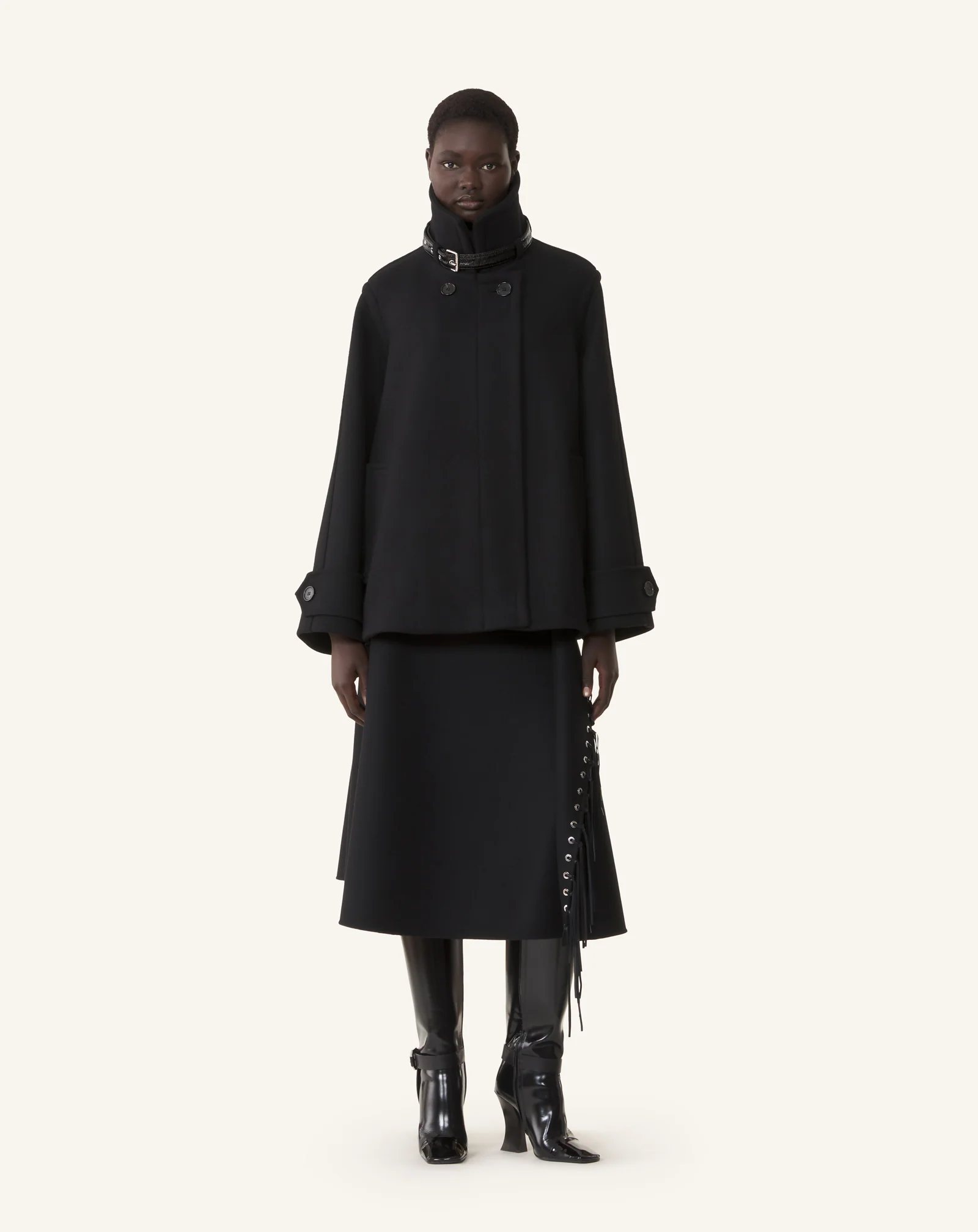 FRINGED SKIRT IN DOUBLE-FACED CASHMERE WOOL - Image 2