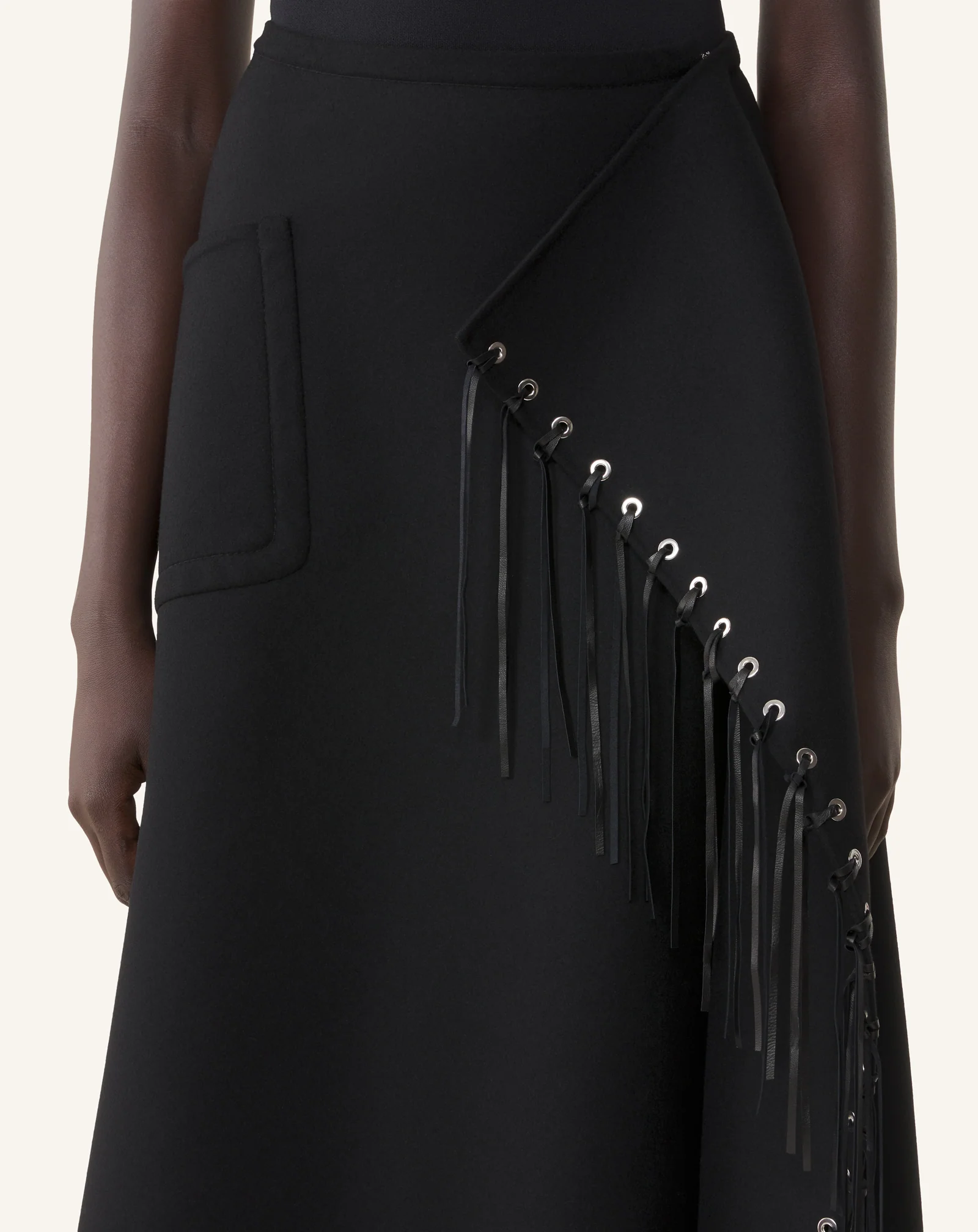 FRINGED SKIRT IN DOUBLE-FACED CASHMERE WOOL - Image 5