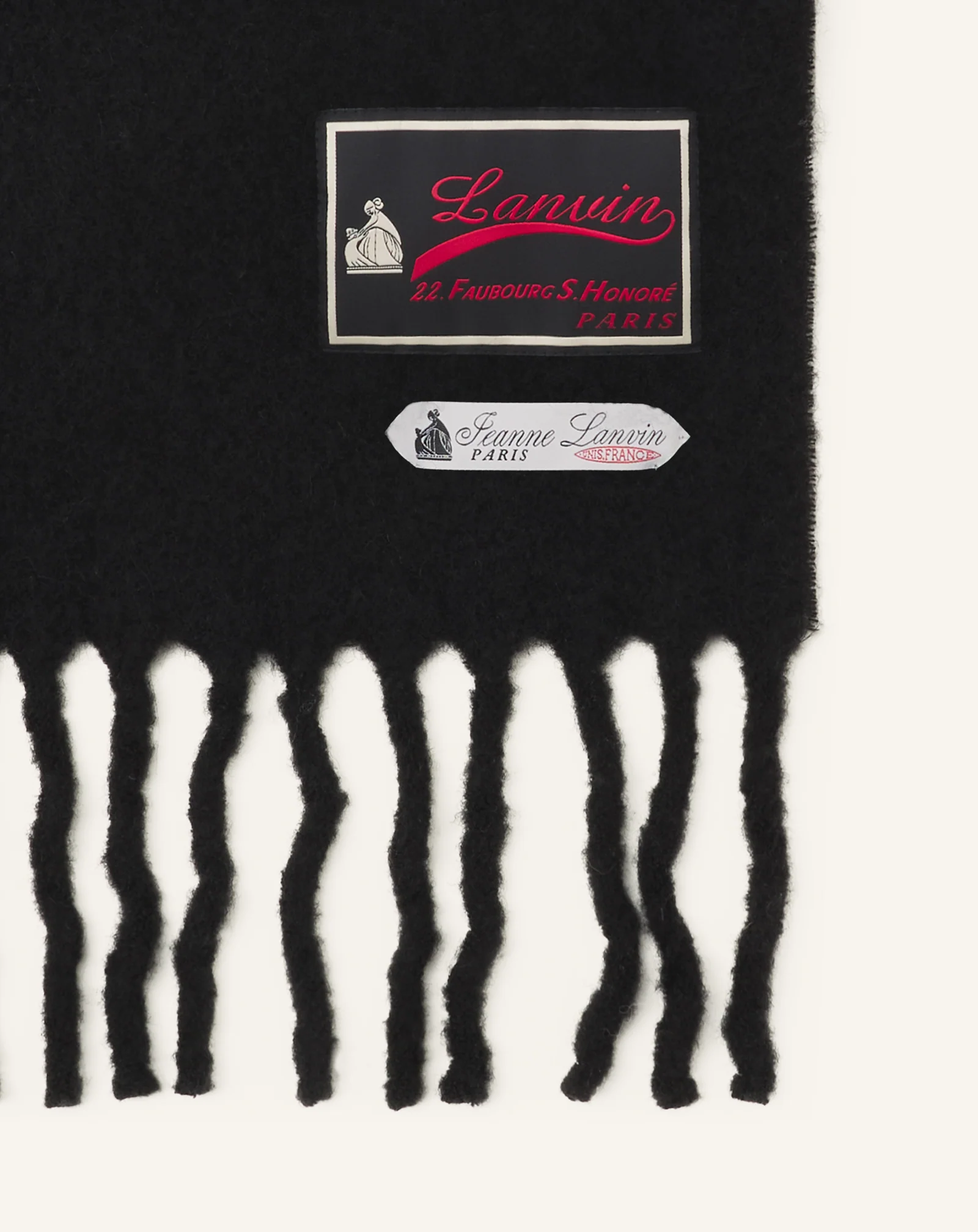 FRINGED WOOL SCARF WITH 22 FAUBOURG LABEL - Image 3