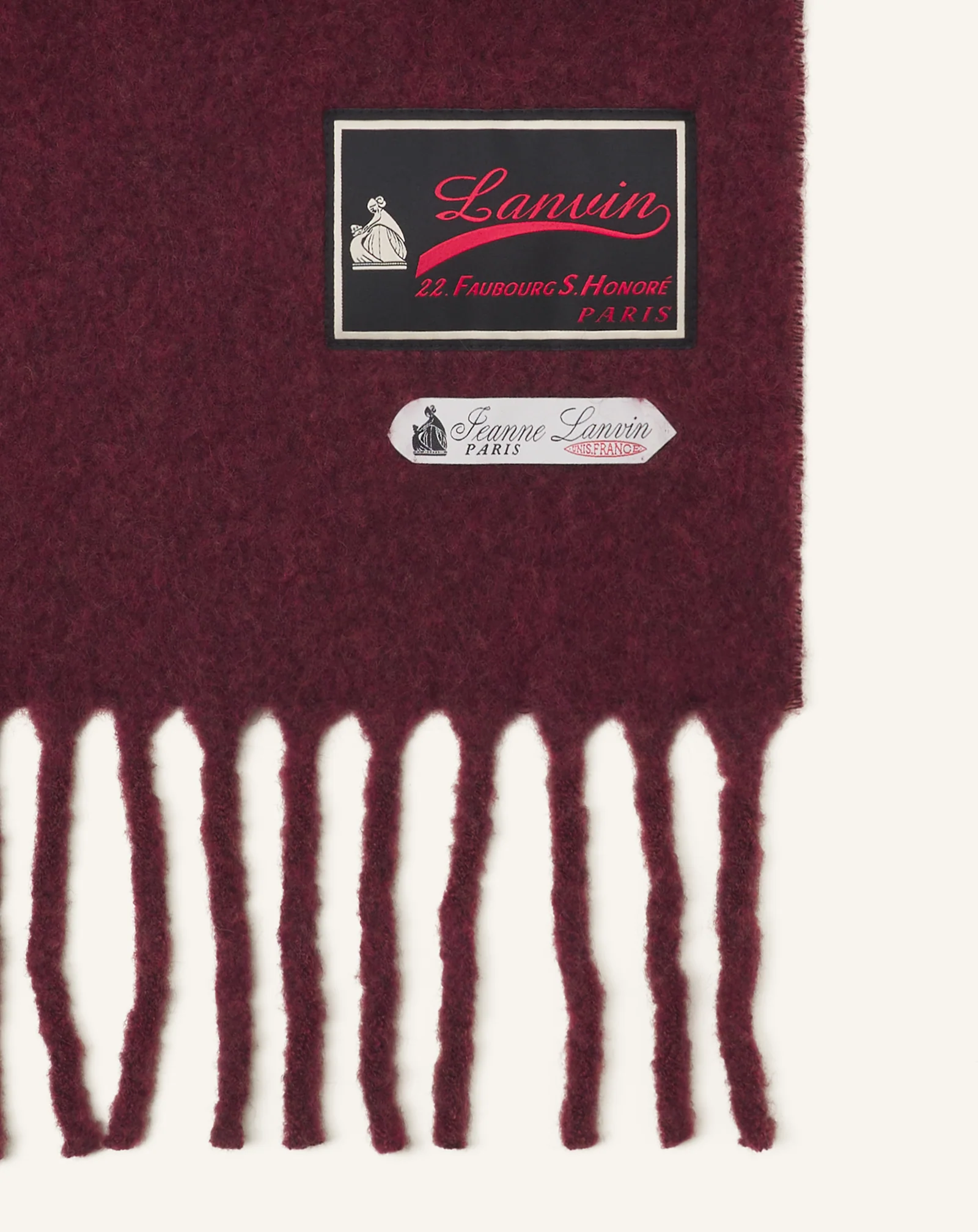 FRINGED WOOL SCARF WITH 22 FAUBOURG LABEL - Image 3