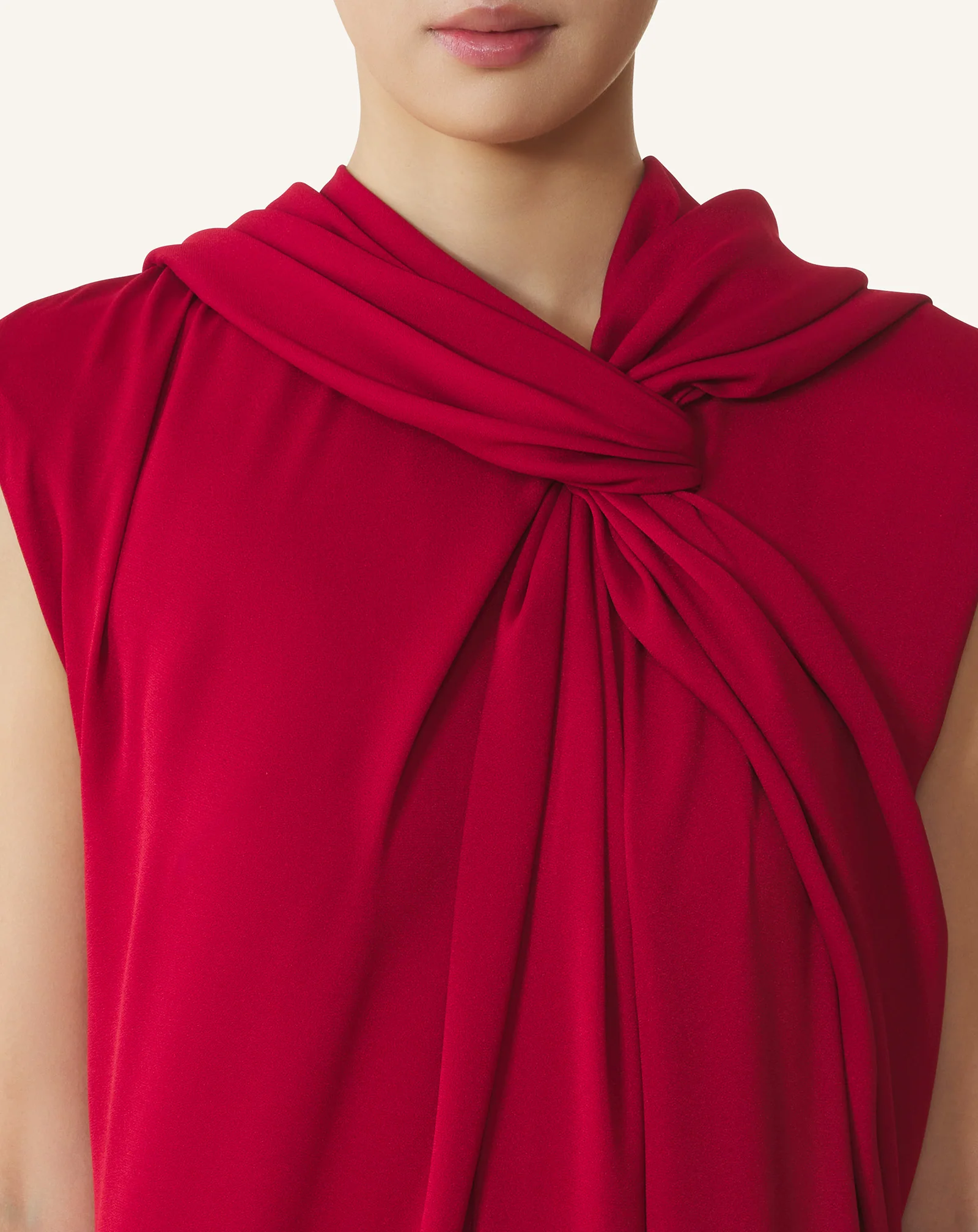 LONG KNOTTED DRESS IN SATIN - Image 5