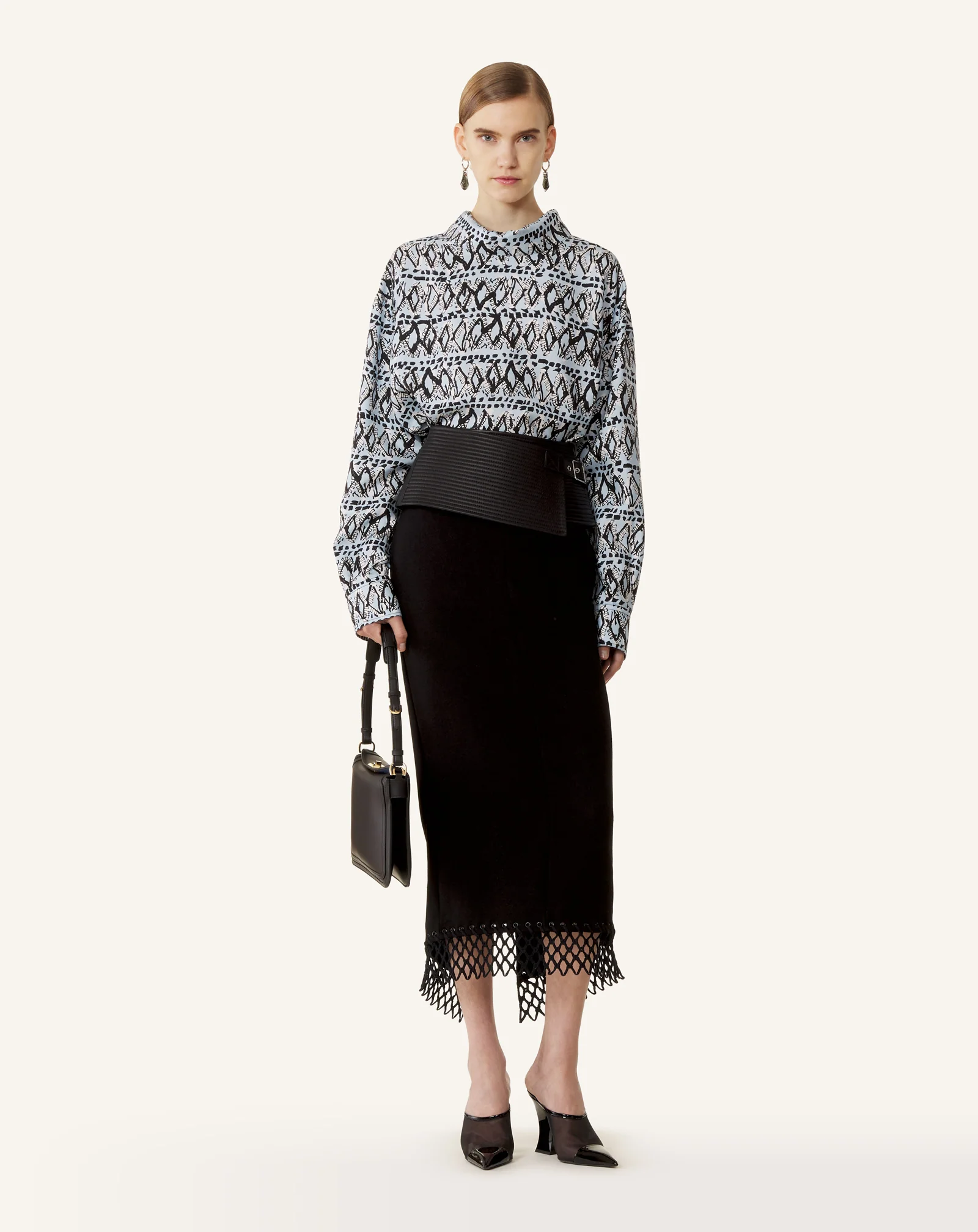 HIGH-NECK PRINTED SILK TOP - Image 2