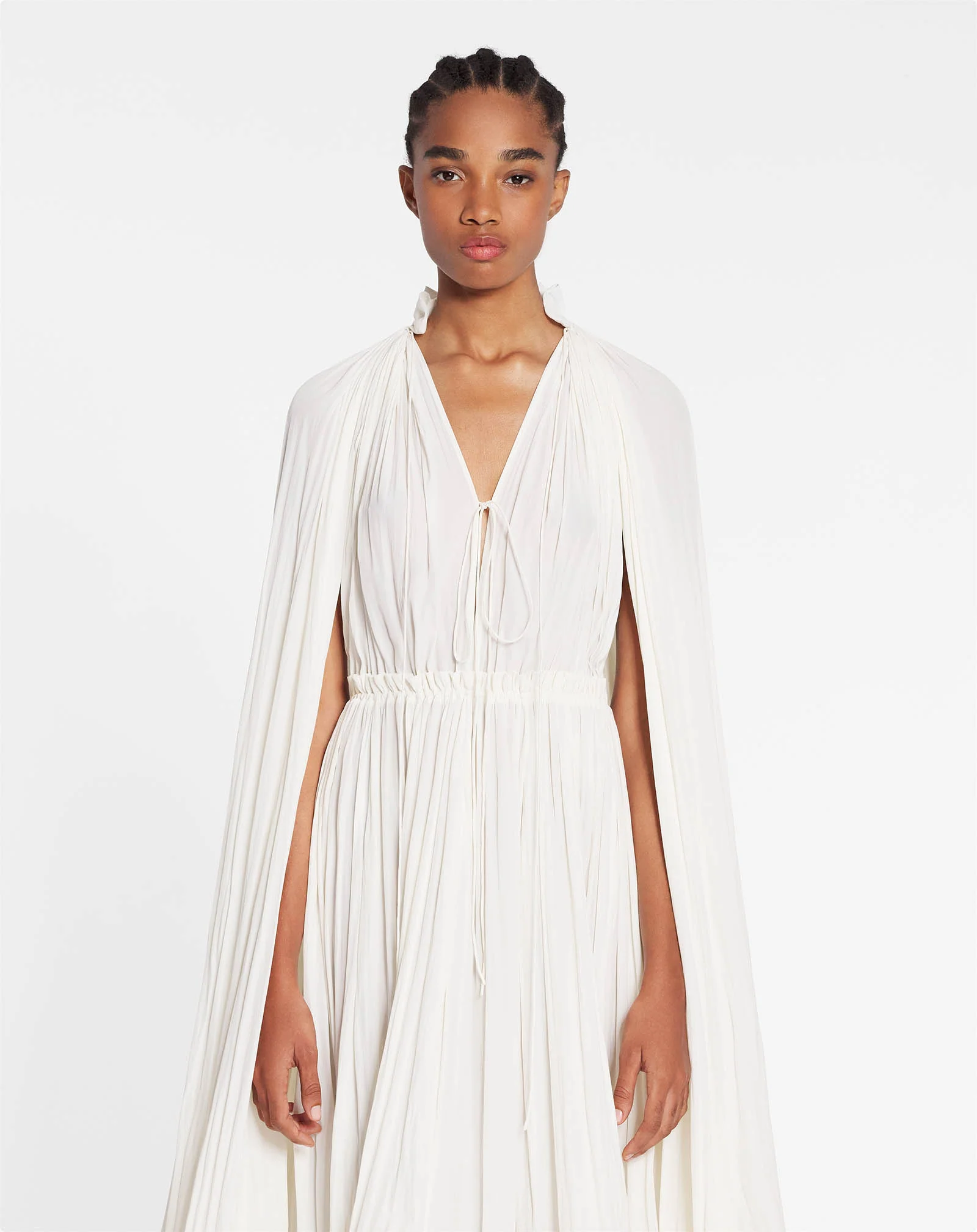 LONG CHARMEUSE RUFFLE DRESS - Image 3