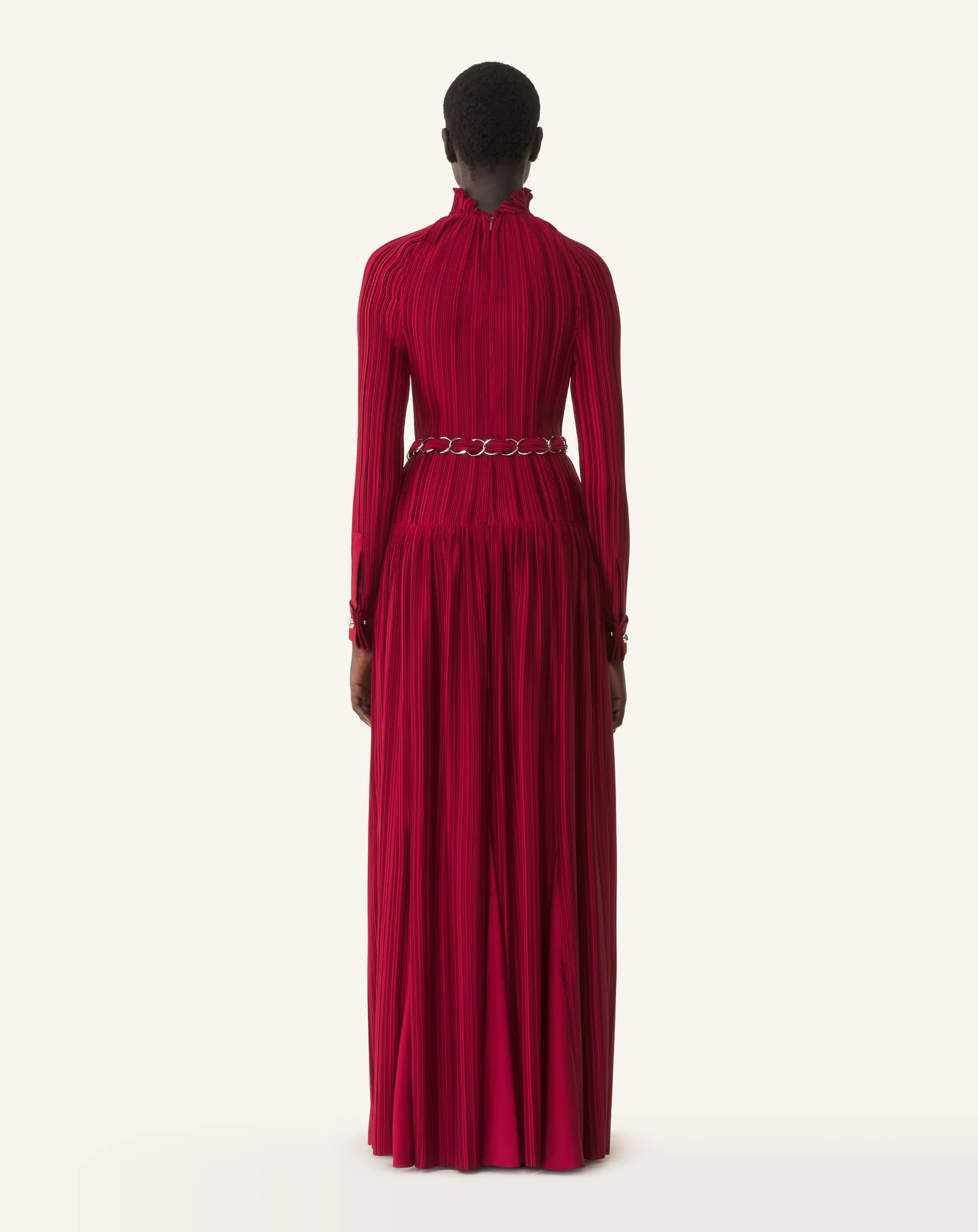LONG PLEATED CHARMEUSE DRESS - Image 4