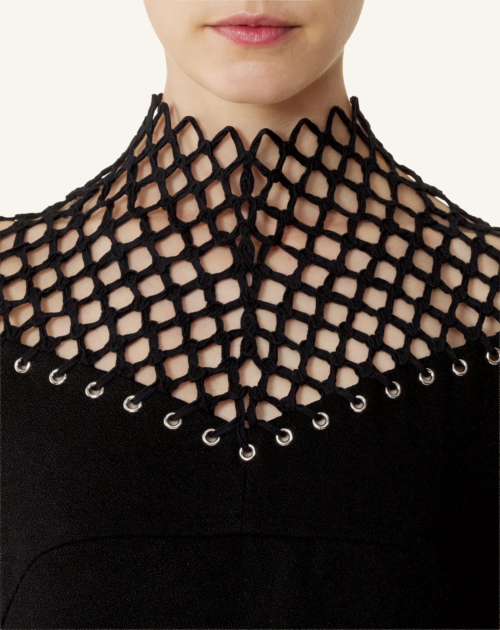 LONG VISCOSE DRESS WITH MESH DETAIL - Image 5