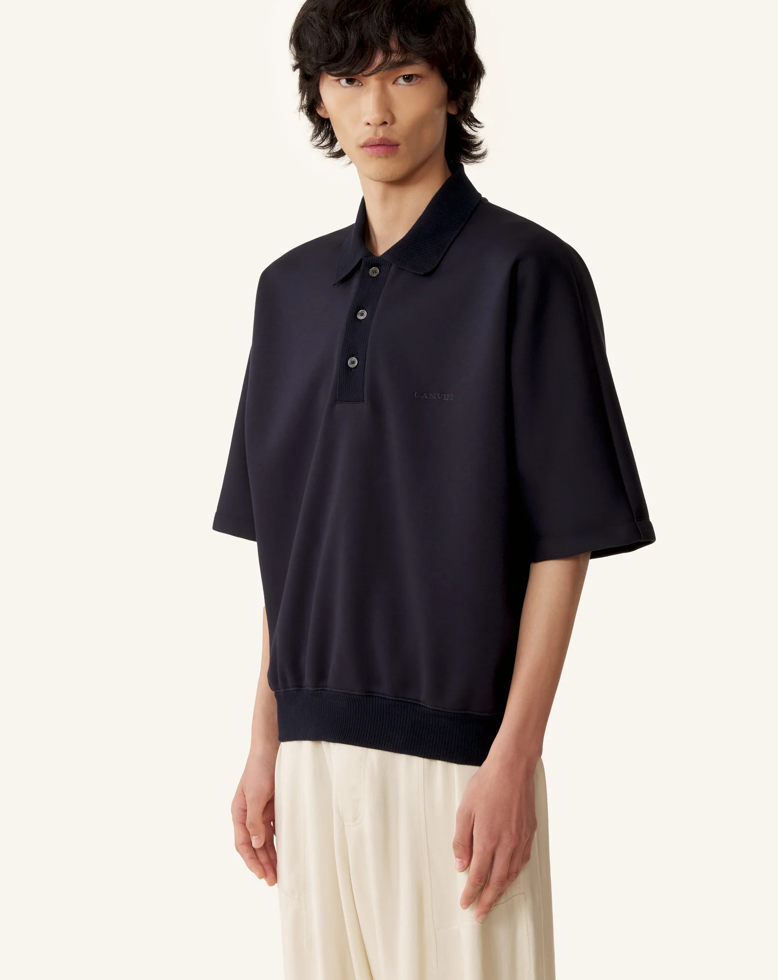 LOOSE-FIT DOUBLE-FACE JERSEY POLO SHIRT - Image 3