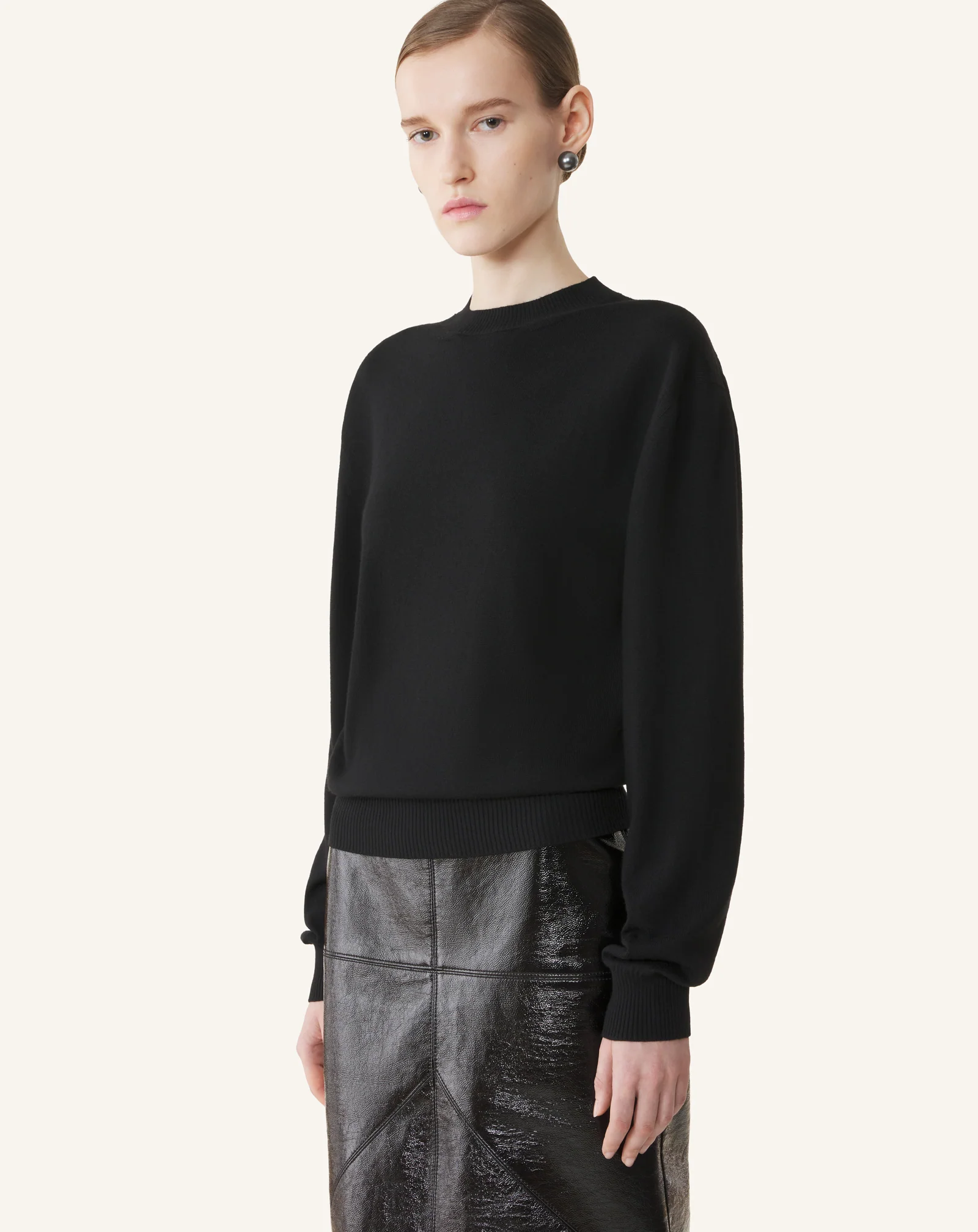 MERINO SWEATER WITH GROSGRAIN DETAIL - Image 3