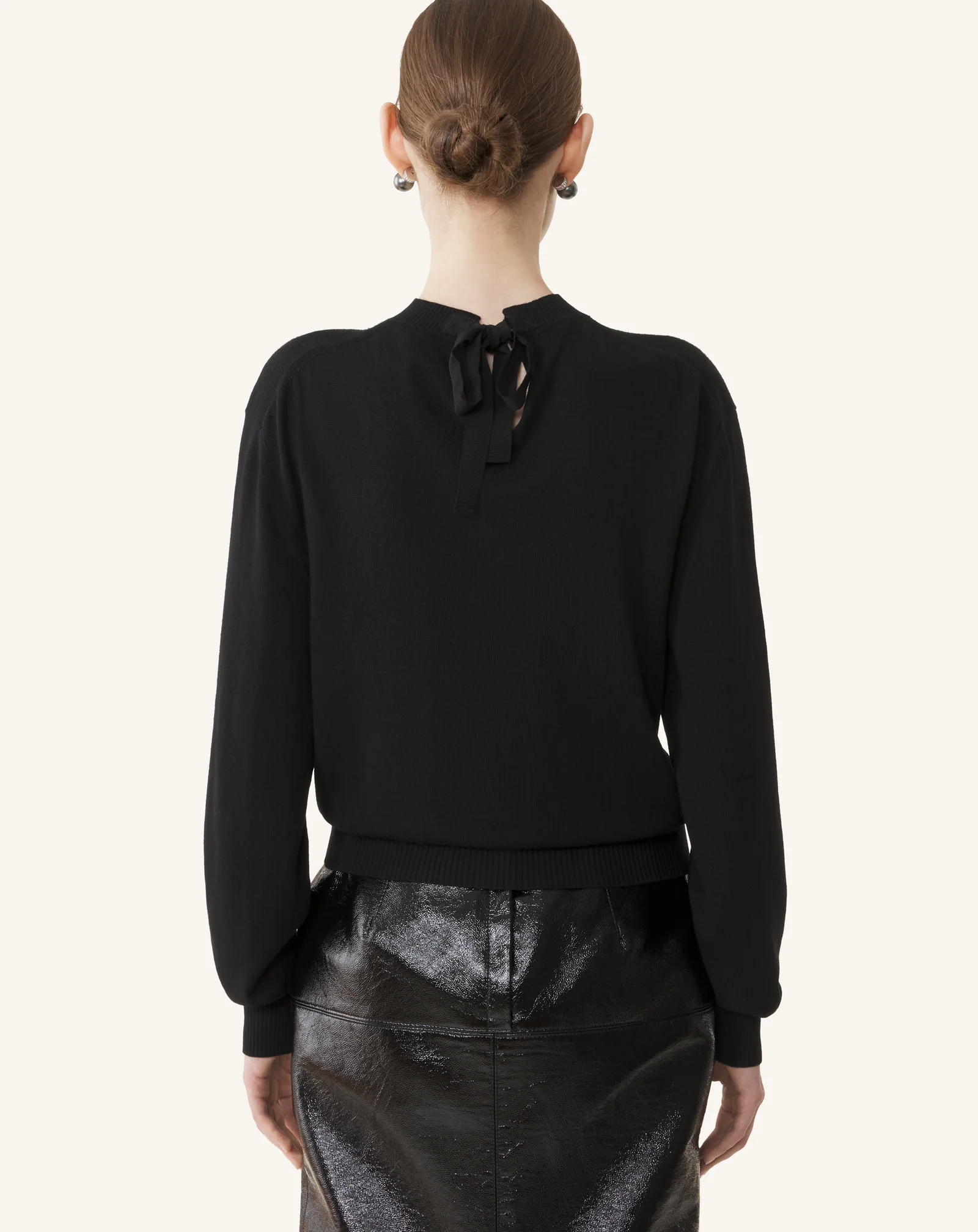 MERINO SWEATER WITH GROSGRAIN DETAIL - Image 4