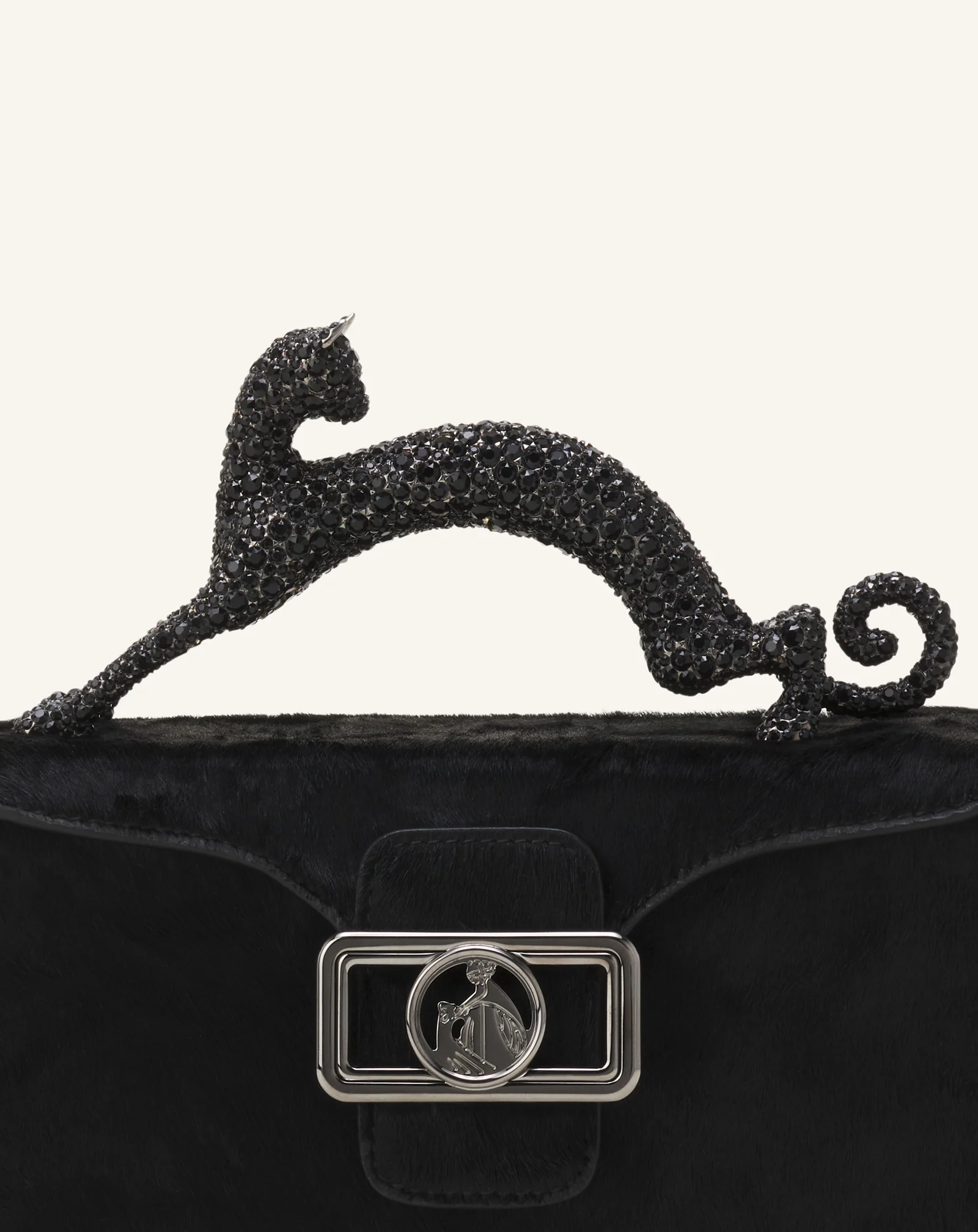 PENCIL CAT NANO BAG IN PONY EFFECT AND RHINESTONES - Image 9