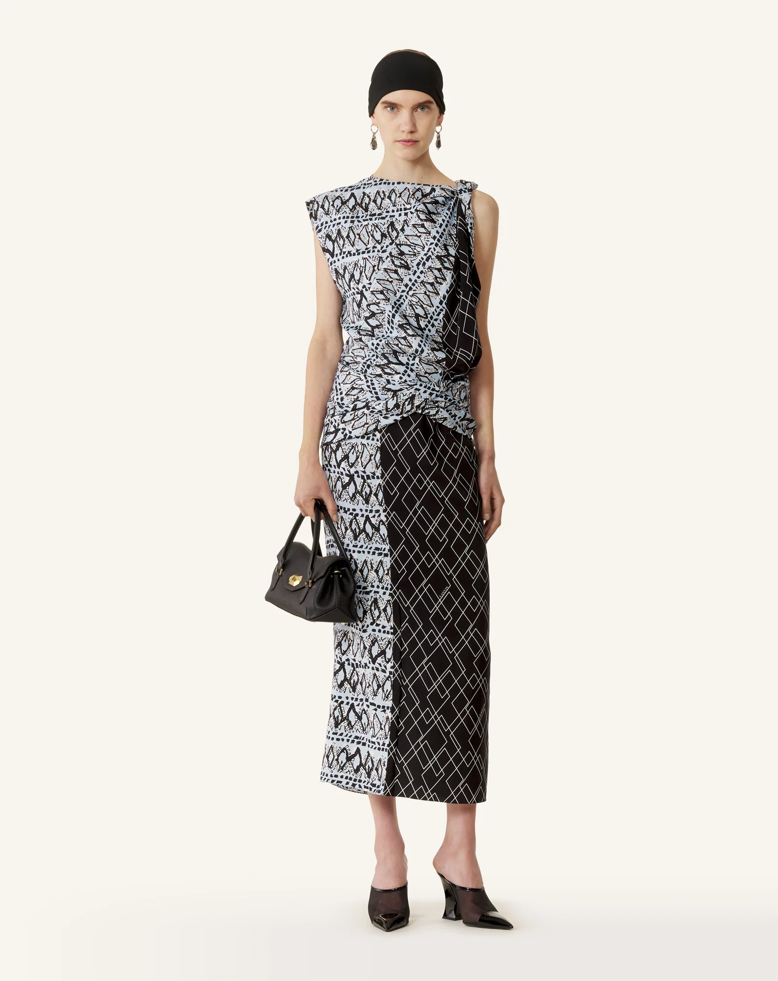 PRINTED SILK PATCHWORK DRESS - Image 3