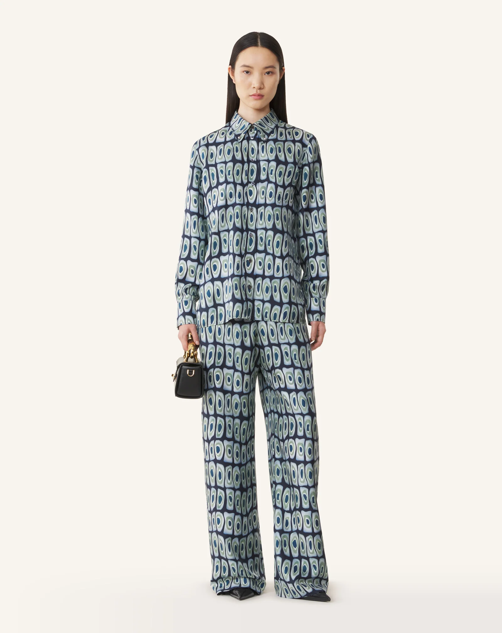 PRINTED WIDE-LEG SILK PANTS - Image 3