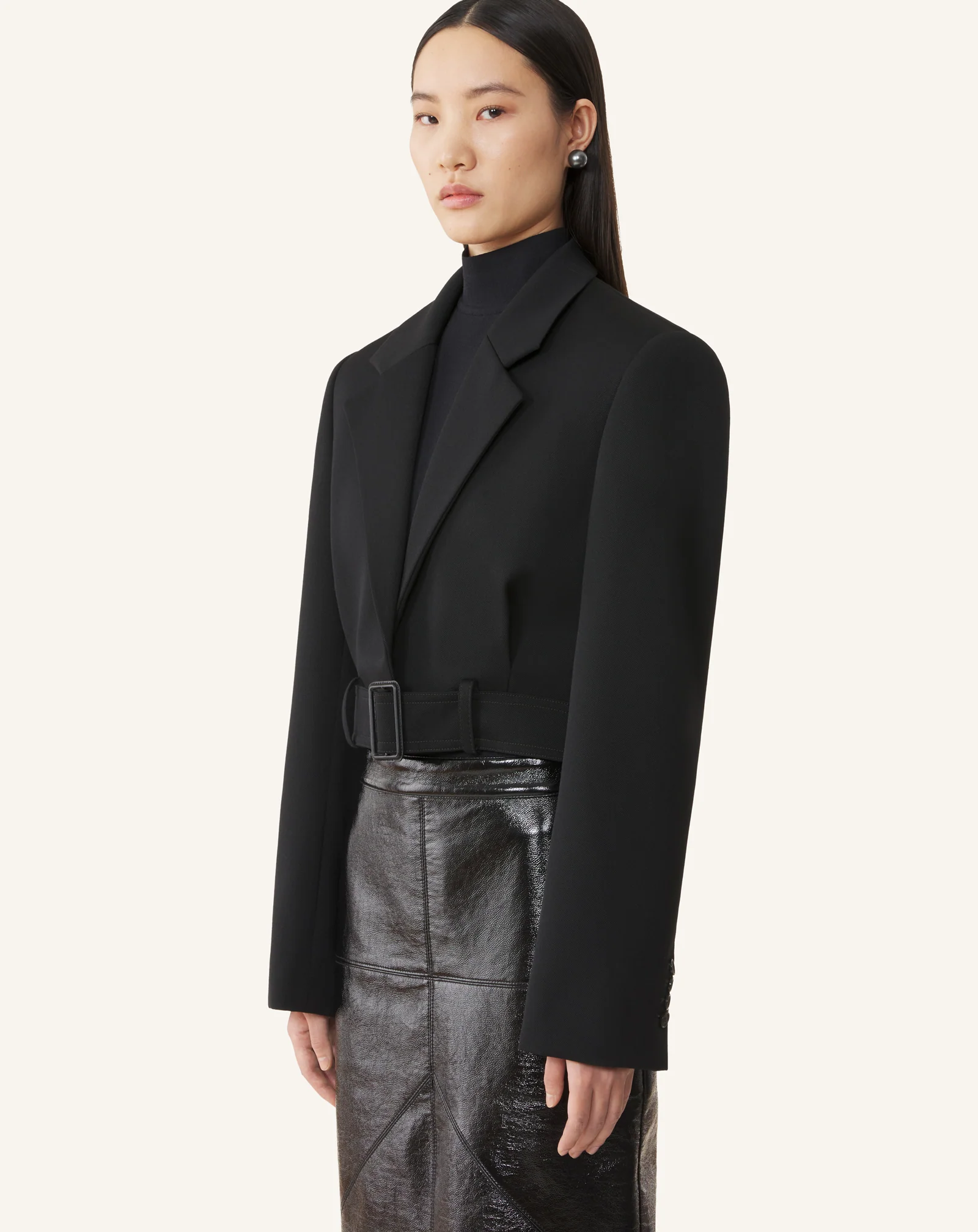 SHORT BELTED JACKET IN WOOL - Image 3