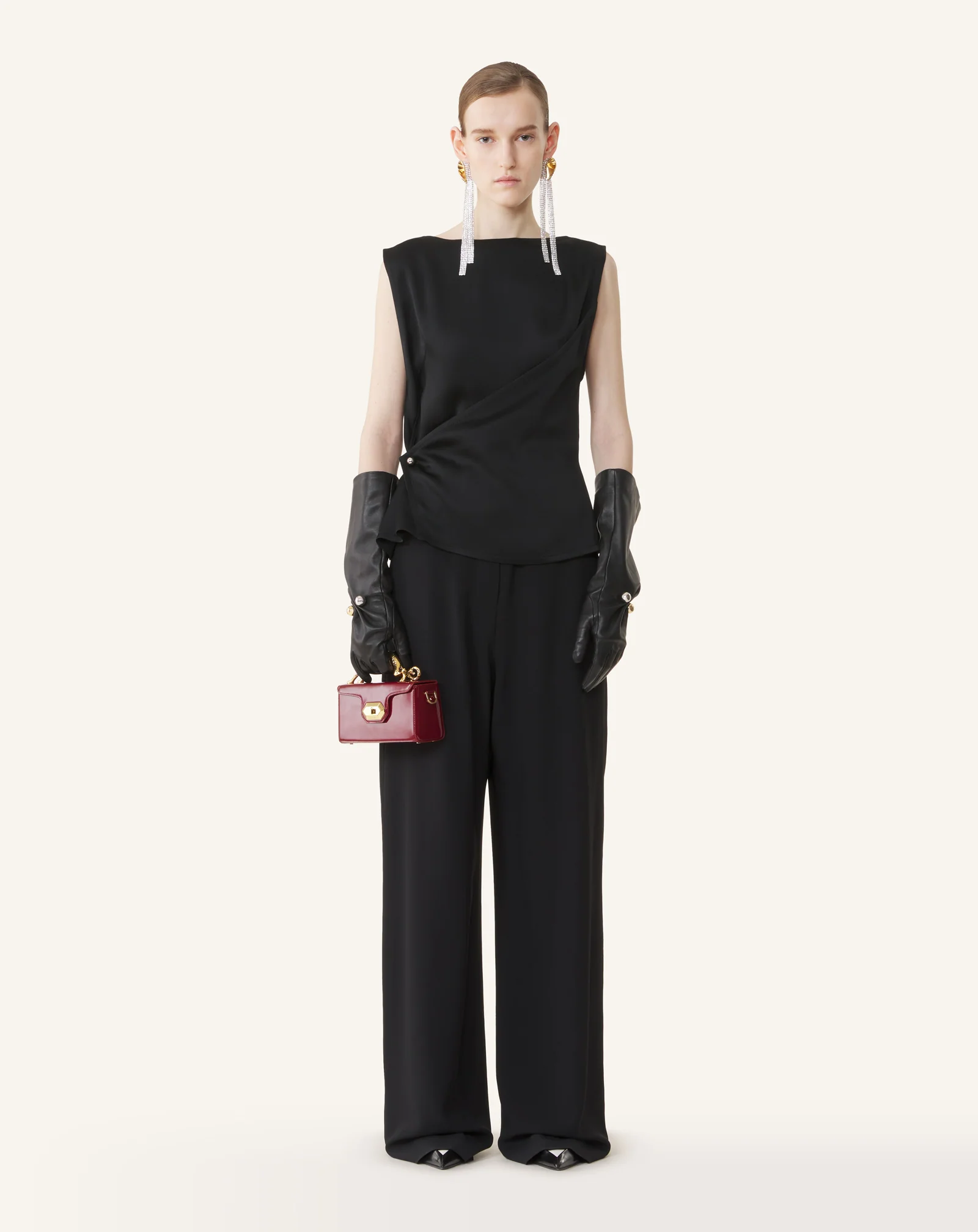 SLEEVELESS BUTTON-DOWN TOP IN SATIN - Image 2