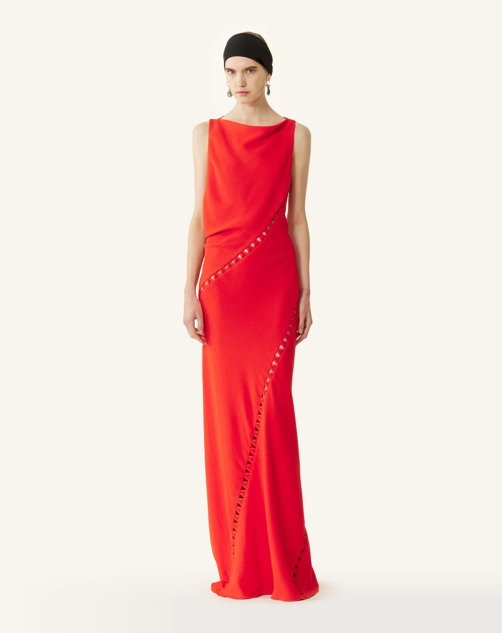 VISCOSE DRAPED-BACK LONG DRESS - Image 3