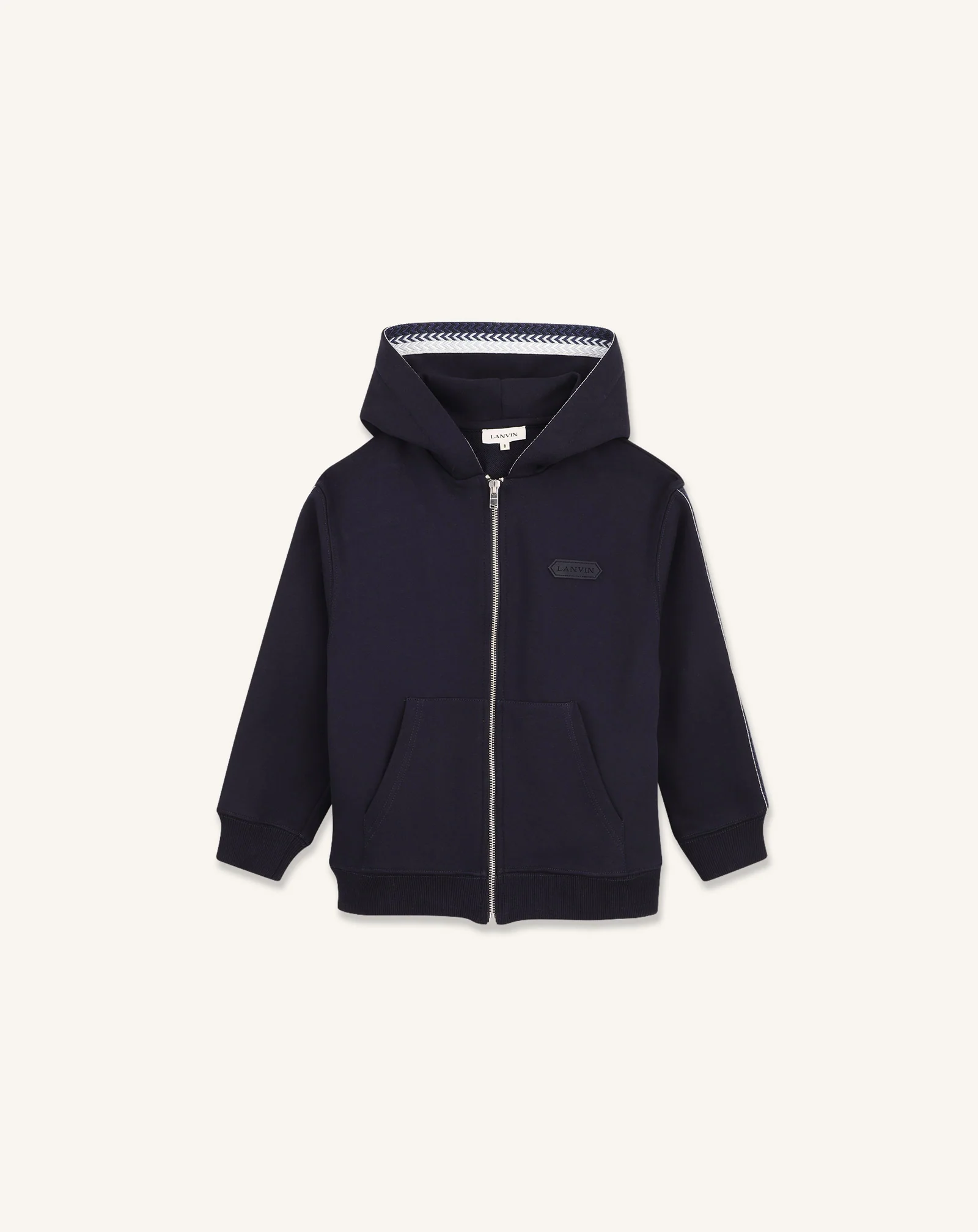 EMBROIDERED LANVIN ZIP-UP HOODIE IN COTTON